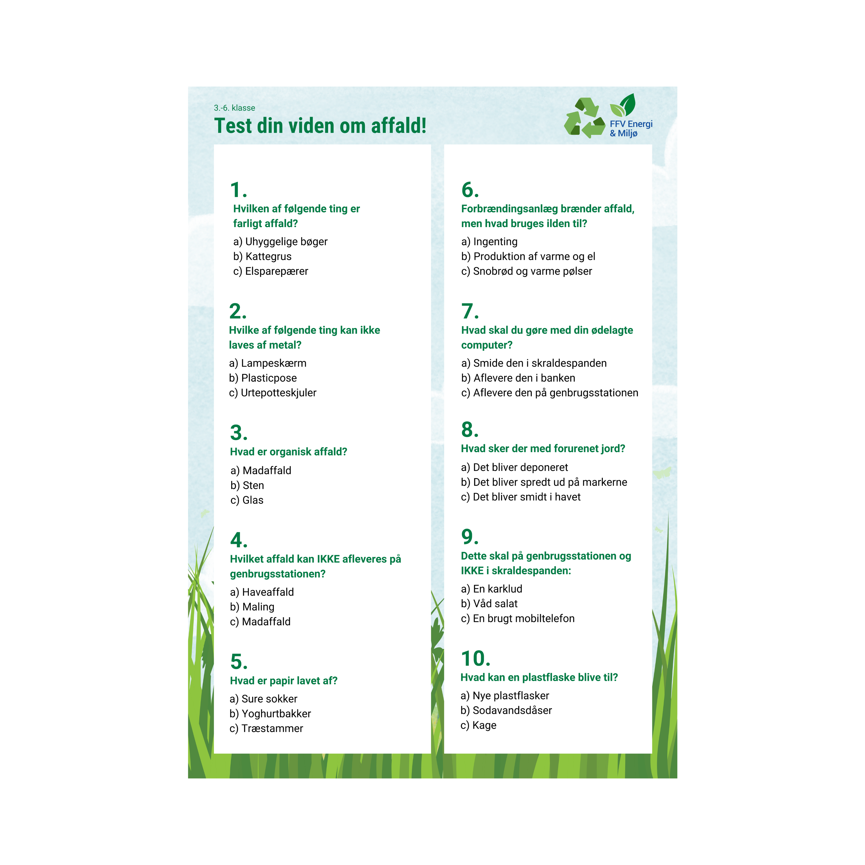 Test din viden om affald! (3.-6. klasse)