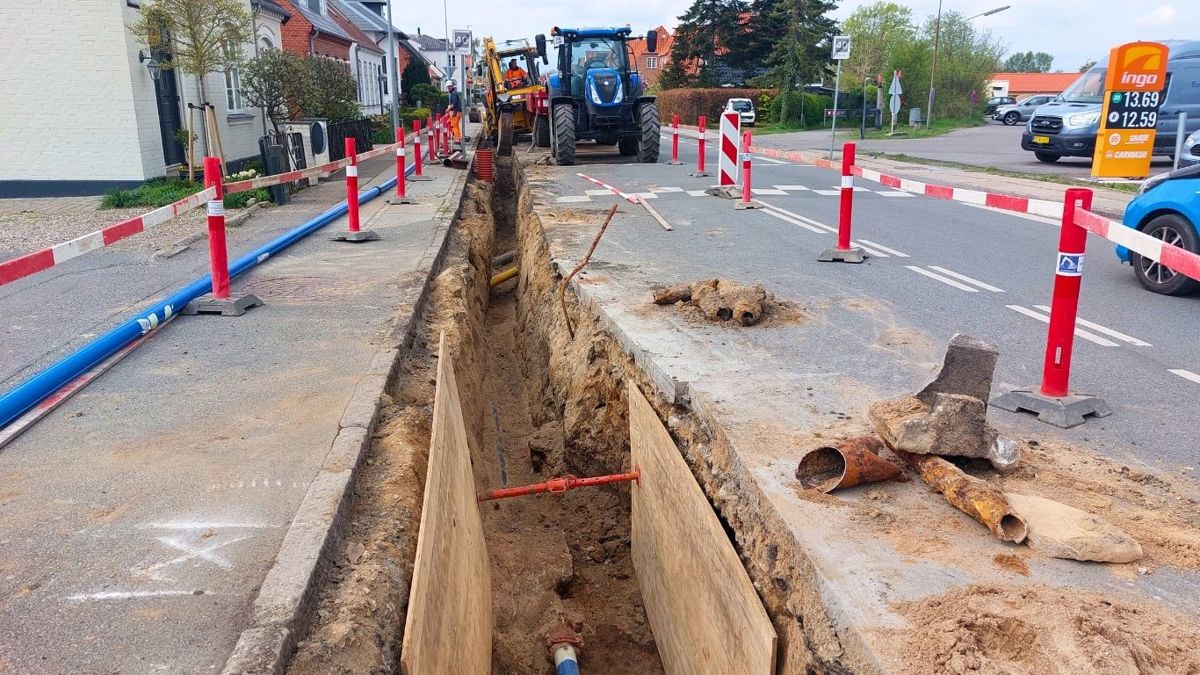 Billede af gravearbejde i vejen
