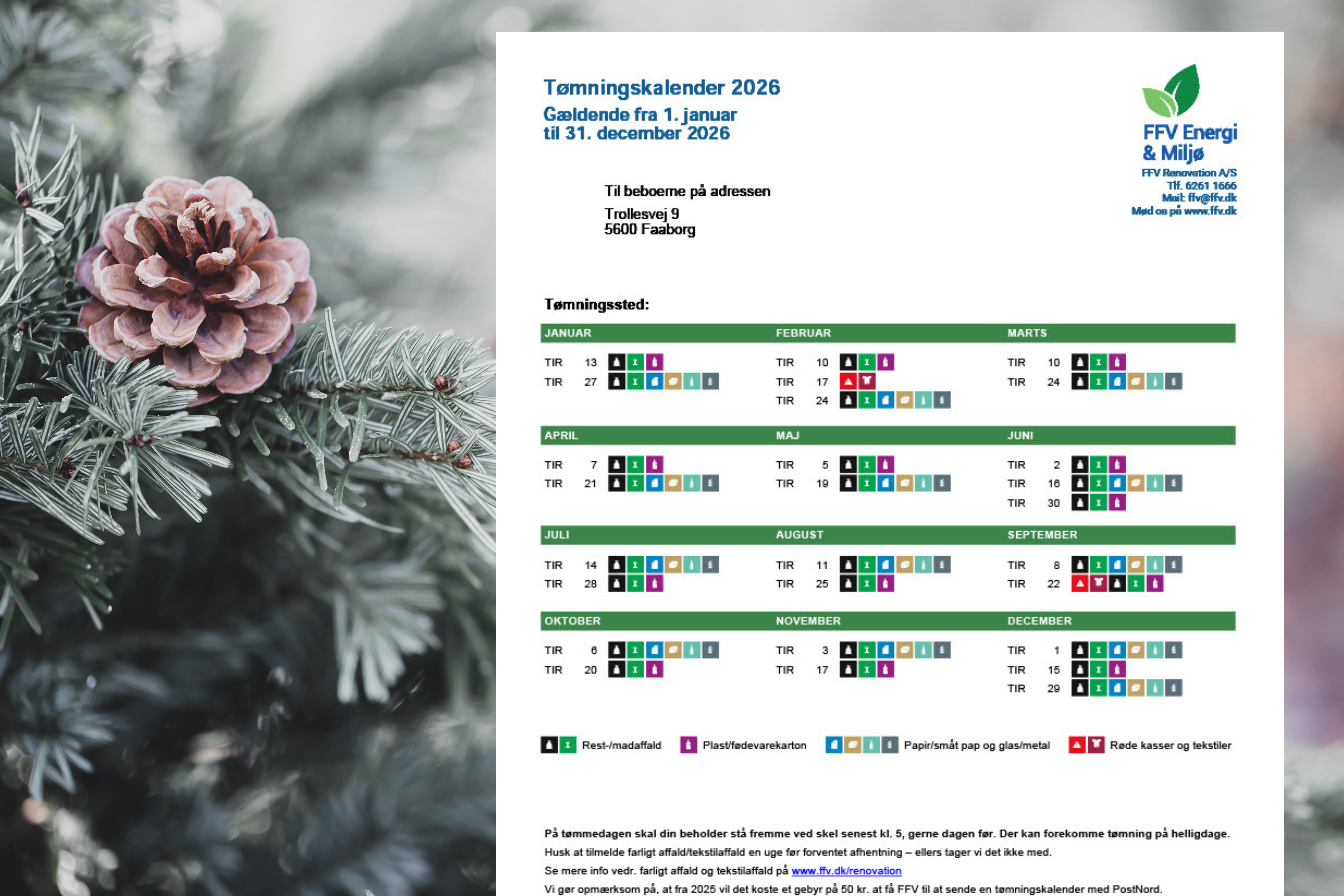 Nu kan du hente din tømningskalender for 2026