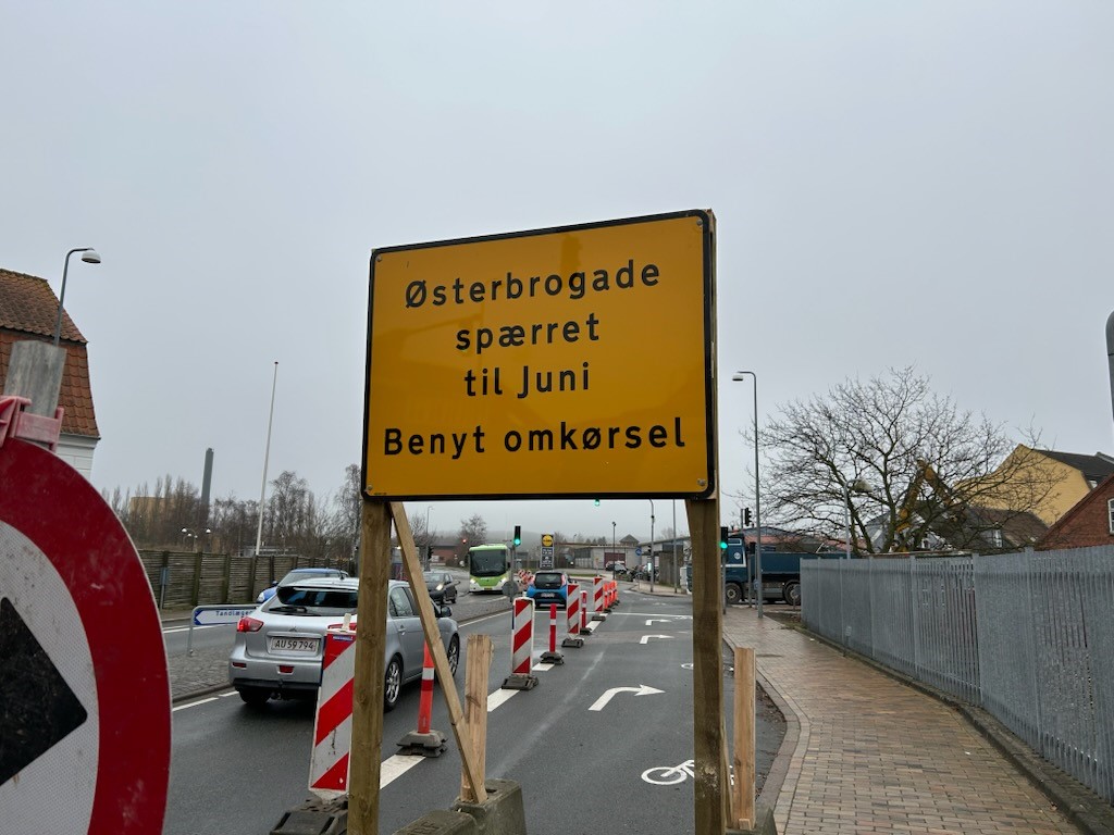 Østerbrogade spærret ved Banegårdspladsen frem til juni 2025